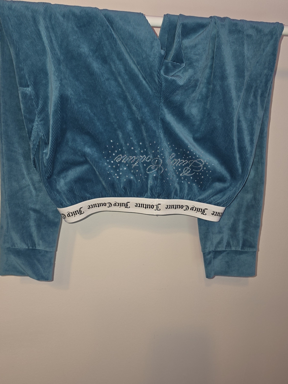 Juicy Couture Teal Velour Kids Sweatpants with Logo Waistband